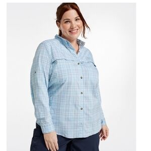 L.L. Bean 2X Tropicwear Plaid Long Sleeve Button Down Shirt